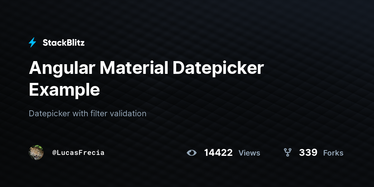 Angular material datepicker example stackblitz