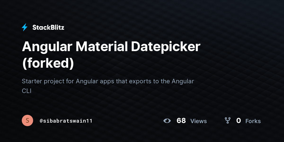 Angular Material Datepicker (forked) - StackBlitz