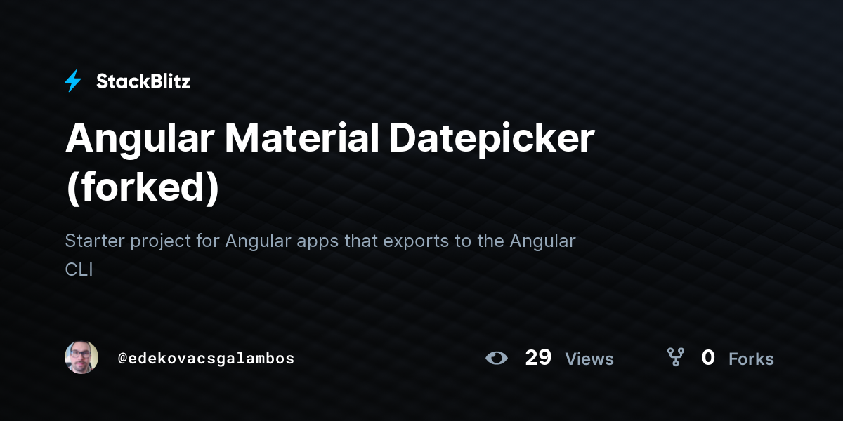 Angular Material Datepicker (forked) - StackBlitz