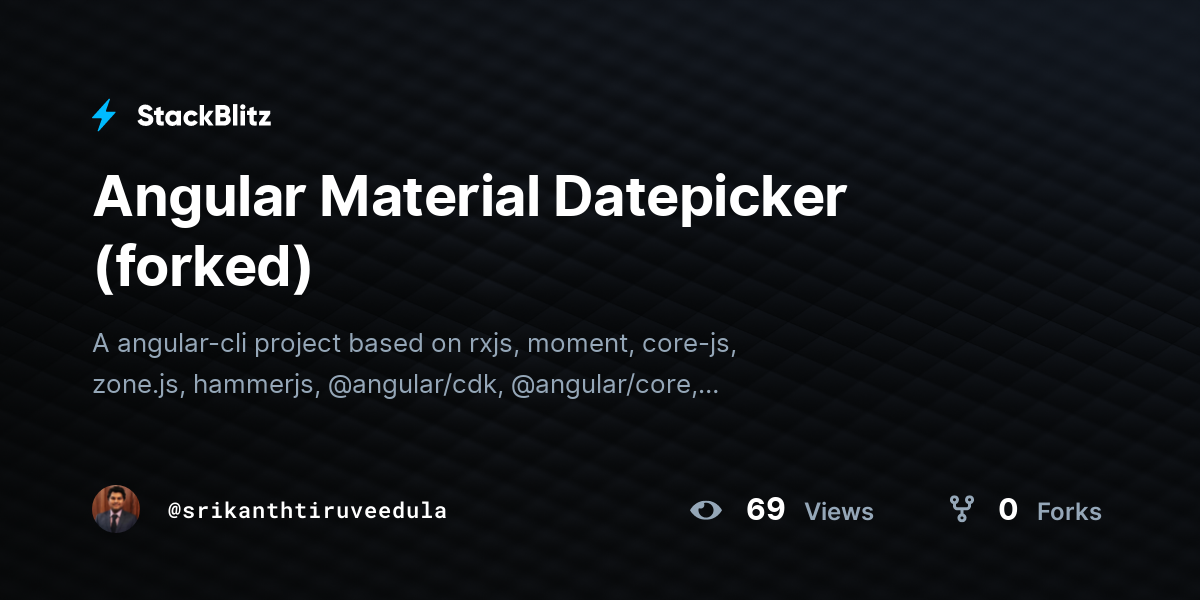 Angular Material Datepicker (forked) - StackBlitz