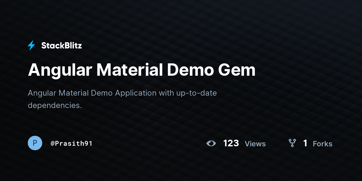 Angular Material Demo Gem - StackBlitz