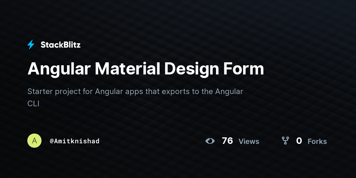 Angular Material Design Form - StackBlitz