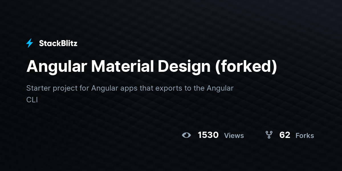 Angular Material Design (forked) - StackBlitz