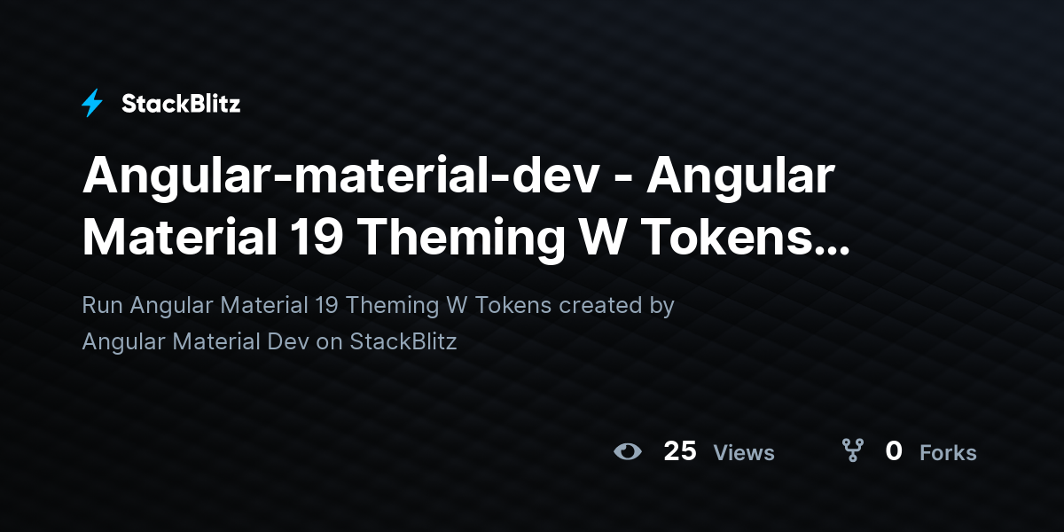 Angular-material-dev - Angular Material 19 Theming W Tokens (forked ...