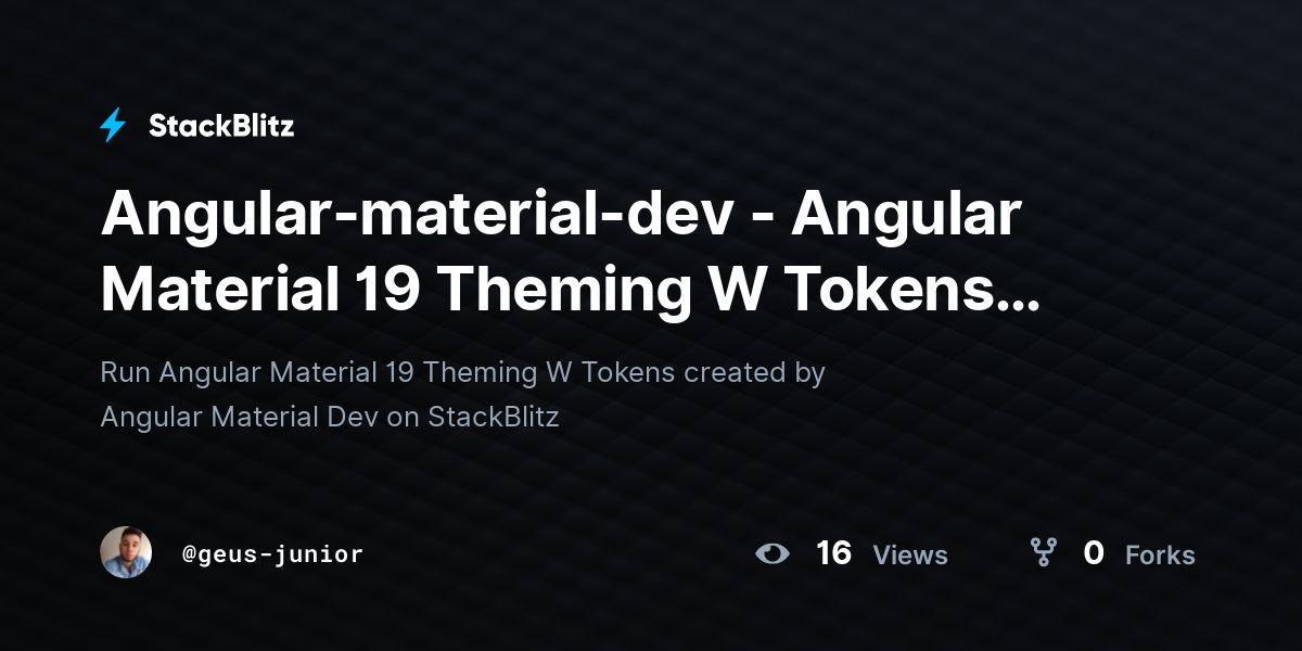 Angular-material-dev - Angular Material 19 Theming W Tokens (forked ...