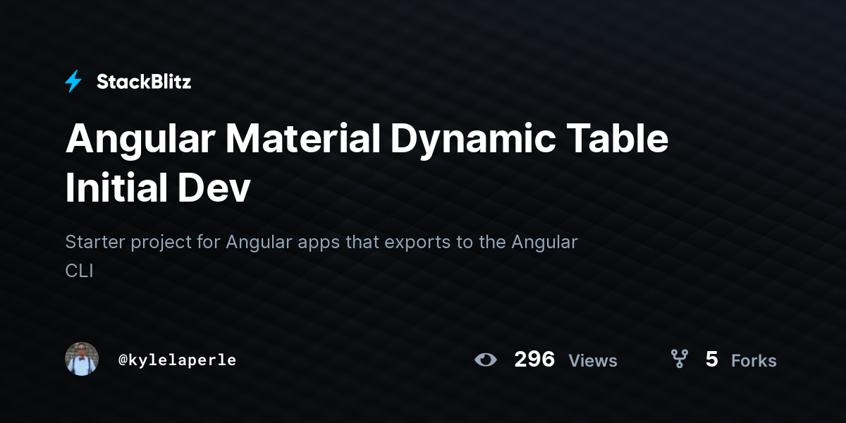 Angular Material Dynamic Table Initial Dev - StackBlitz