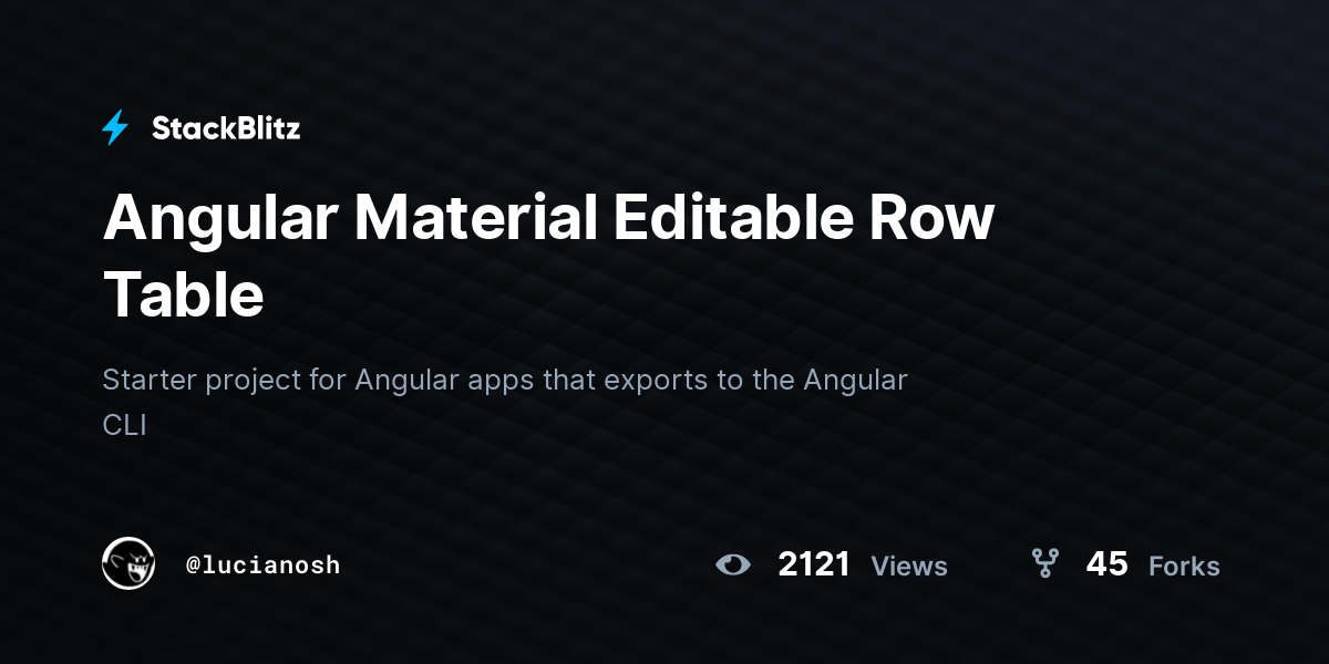 Angular Material Editable Row Table - StackBlitz