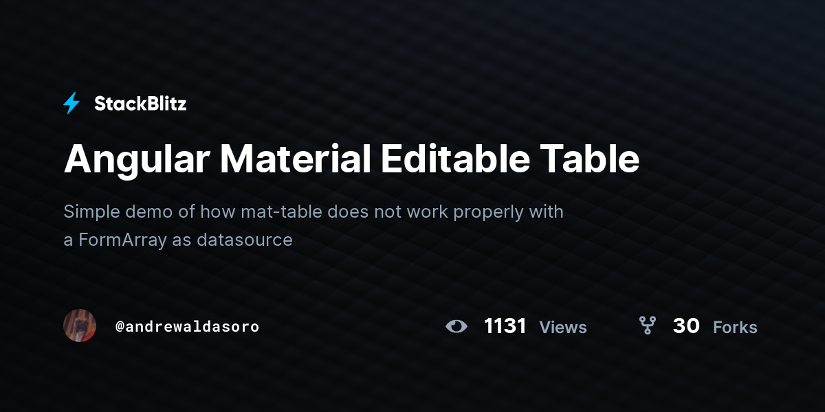 Angular Material Editable Table - StackBlitz