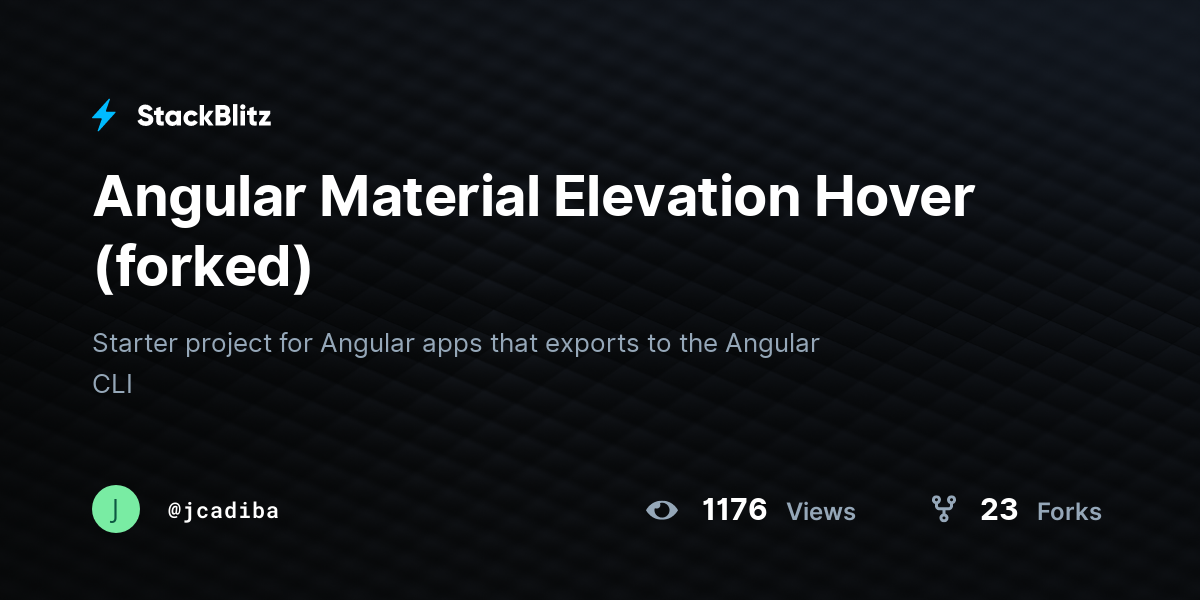 Angular Material Elevation Hover (forked) - StackBlitz