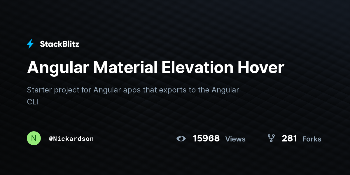 Angular Material Elevation Hover - StackBlitz