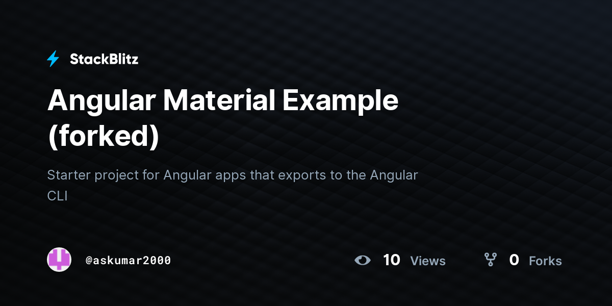 Angular Material Example (forked) - StackBlitz