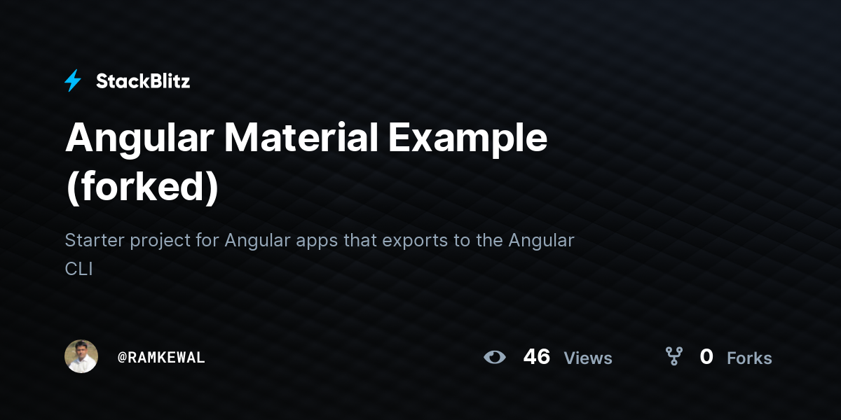 Angular Material Example (forked) - StackBlitz