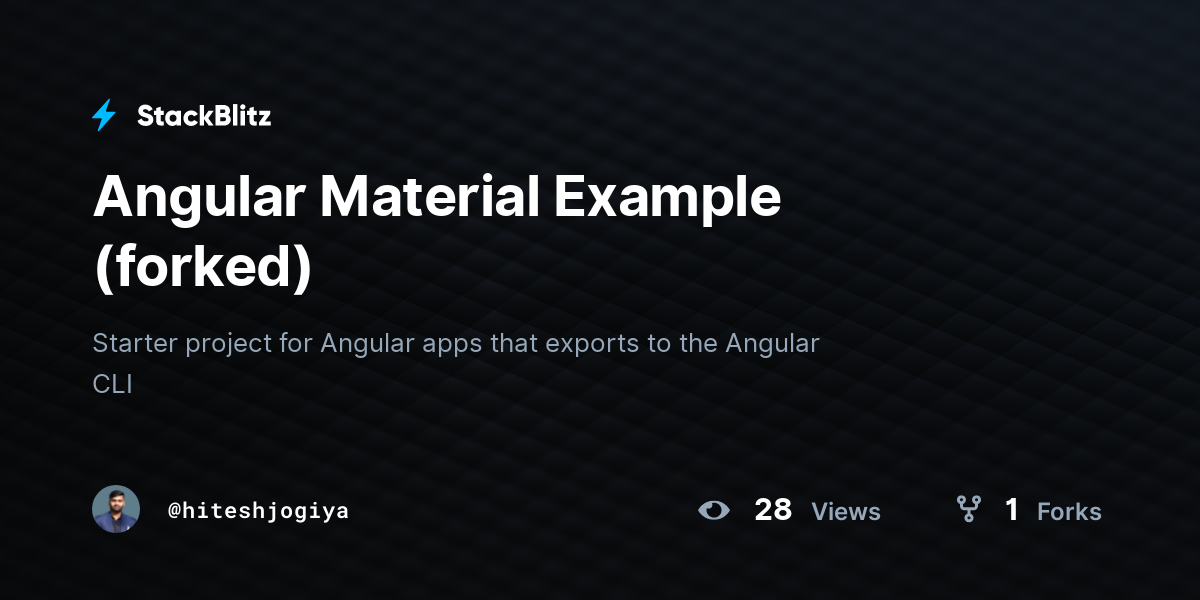 Angular Material Example (forked) - StackBlitz