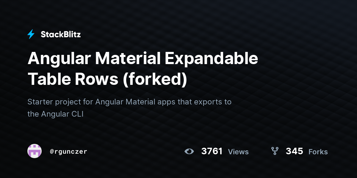Angular Material Expandable Table Rows (forked) - StackBlitz