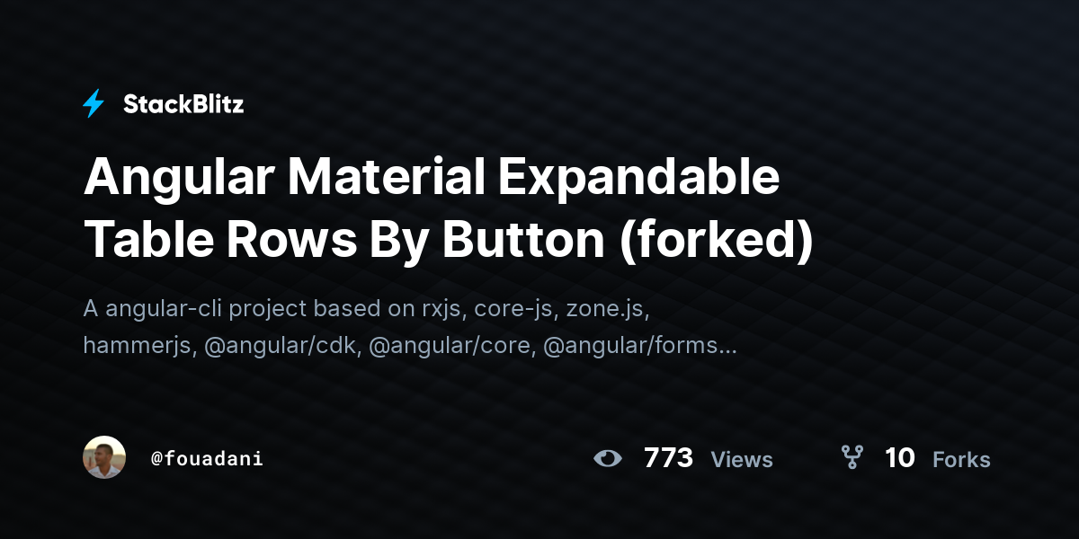 Angular Material Expandable Table Rows By Button (forked) - StackBlitz