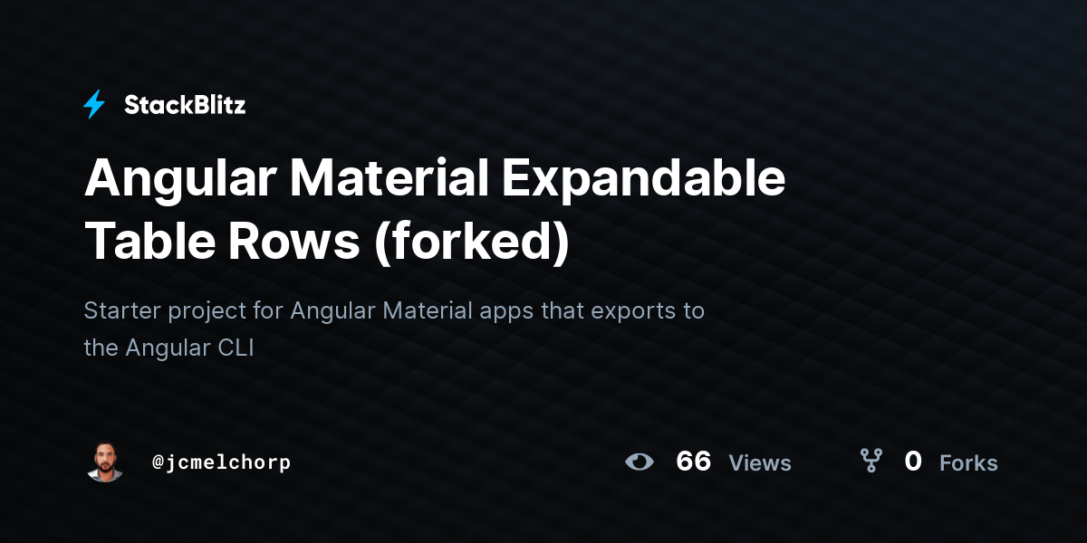 Angular Material Expandable Table Rows (forked) - StackBlitz