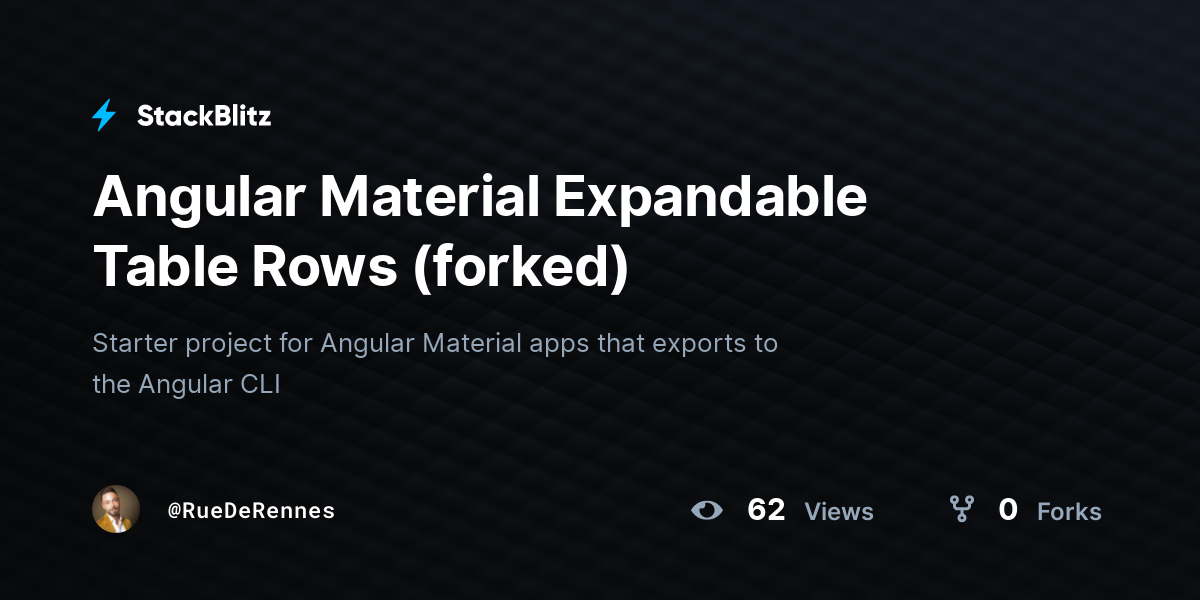 Angular Material Expandable Table Rows (forked) - StackBlitz