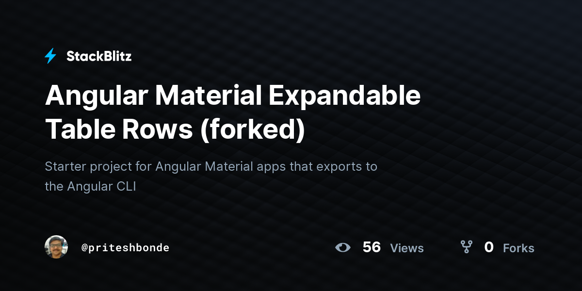 Angular Material Expandable Table Rows (forked) - StackBlitz