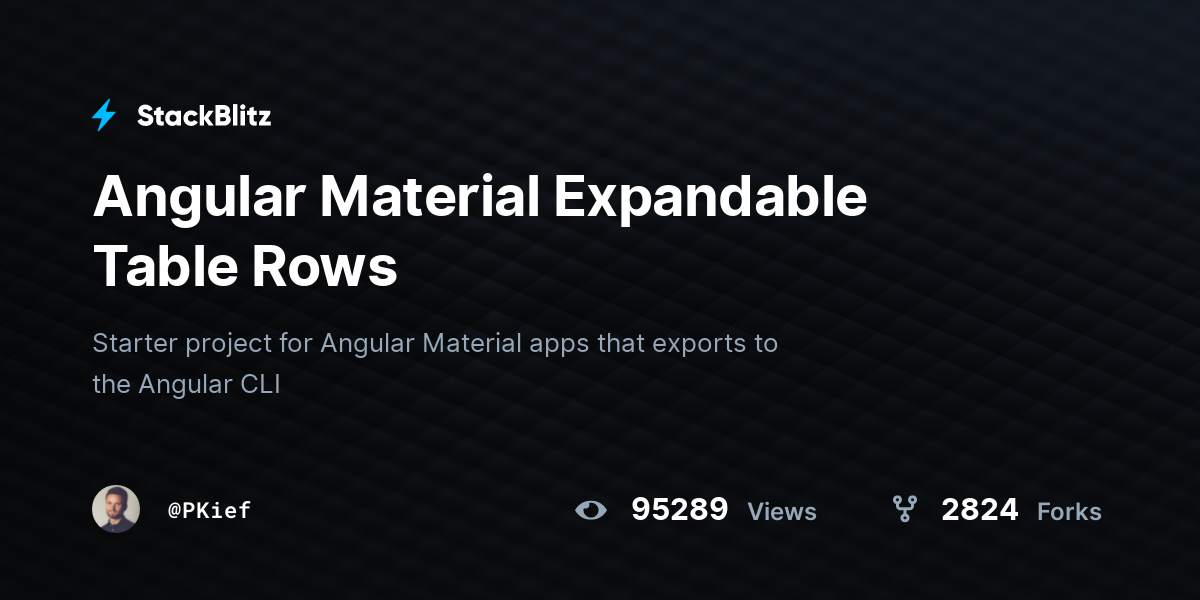 Angular Material Expandable Table Rows StackBlitz