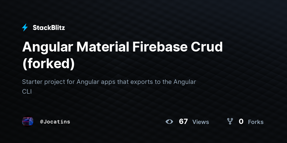 Angular Material Firebase Crud (forked) - StackBlitz