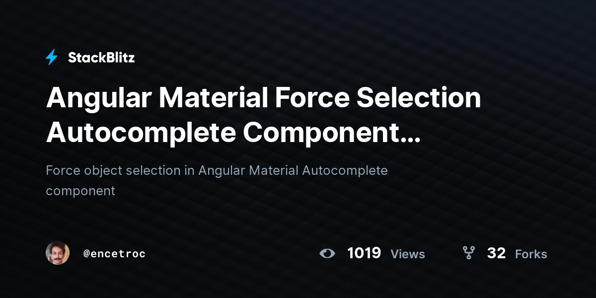 Angular Material Force Selection Component (forked