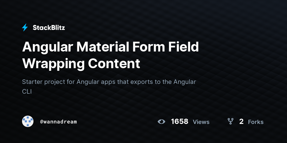 Angular Material Form Field Wrapping Content - StackBlitz