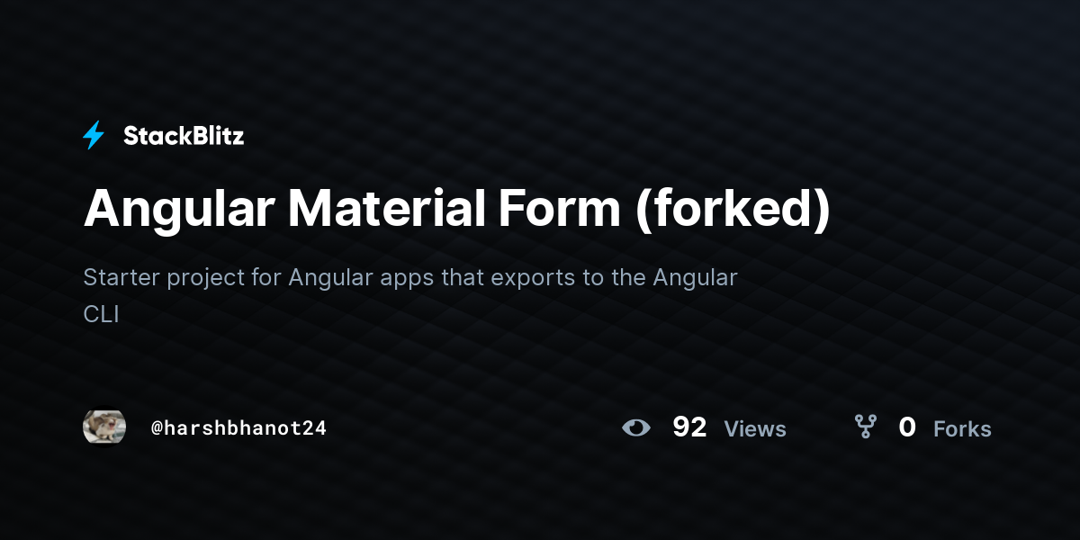 Angular Material Form (forked) - StackBlitz