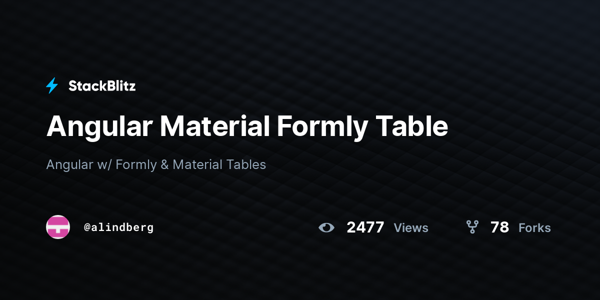 Angular Material Formly Table - StackBlitz