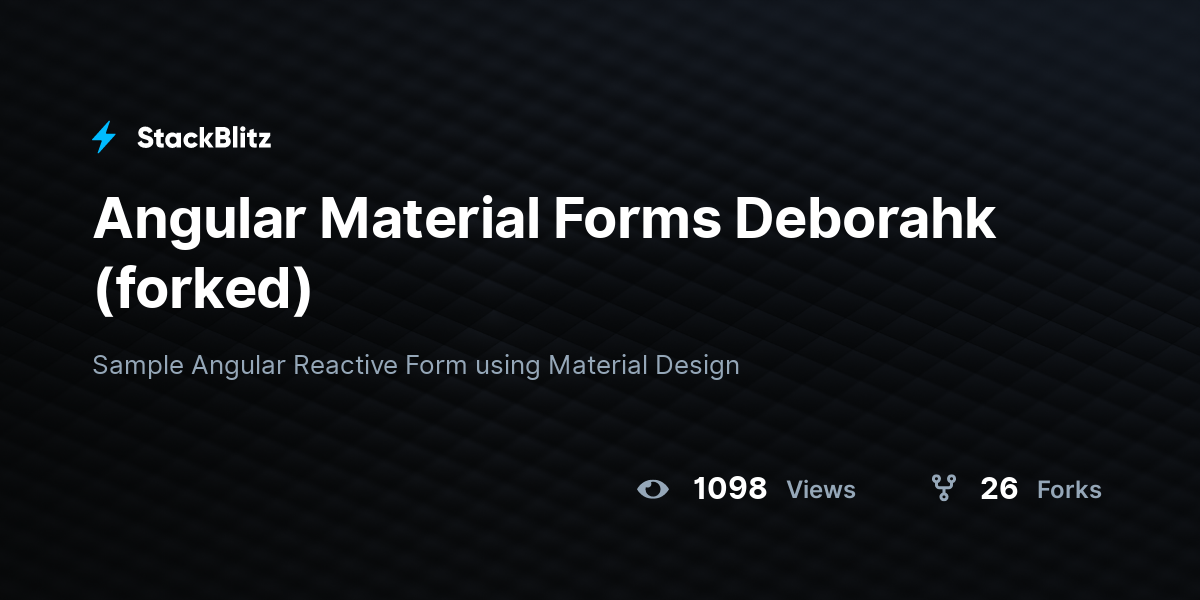 Angular Material Forms Deborahk (forked) - StackBlitz