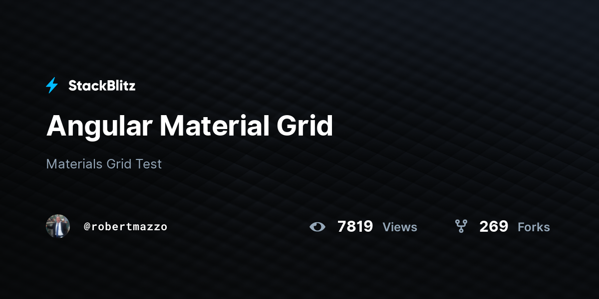 Angular Material Grid StackBlitz