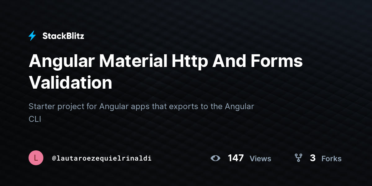 Angular Material Http And Forms Validation - StackBlitz