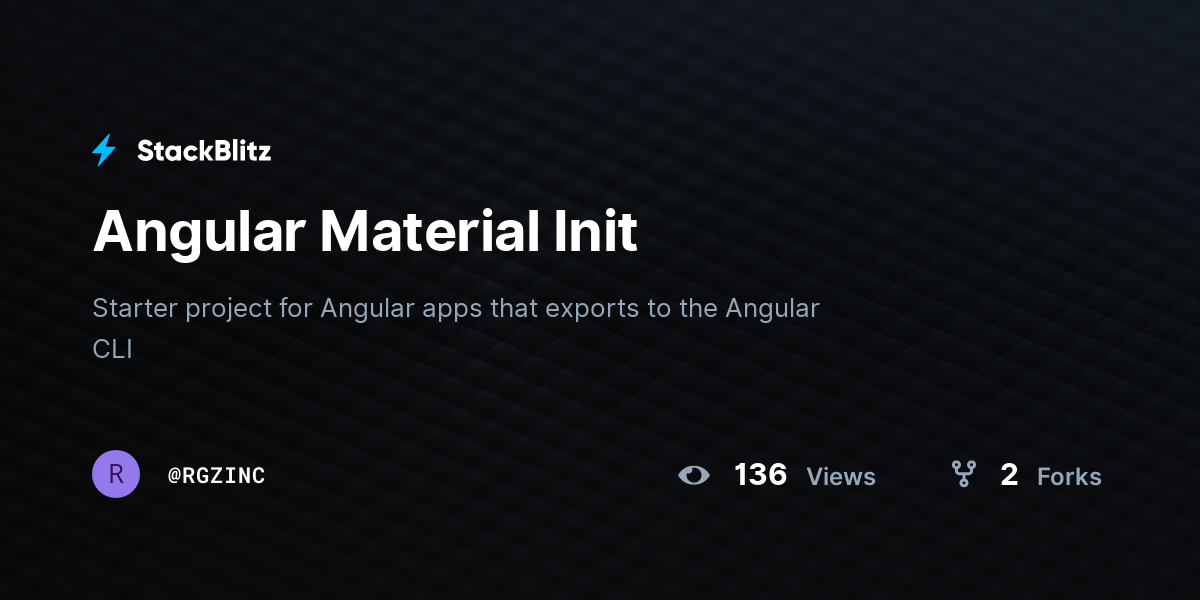 Angular Material Init - StackBlitz
