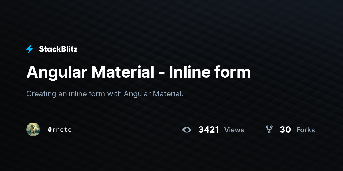 Angular Material - Inline form - StackBlitz