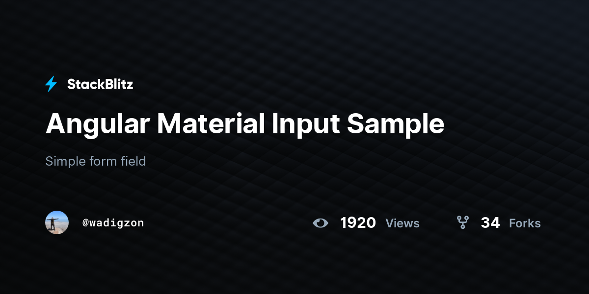 Angular Material Input Sample - StackBlitz
