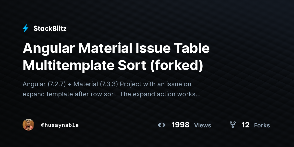 Angular Material Issue Table Multitemplate Sort (forked) - StackBlitz