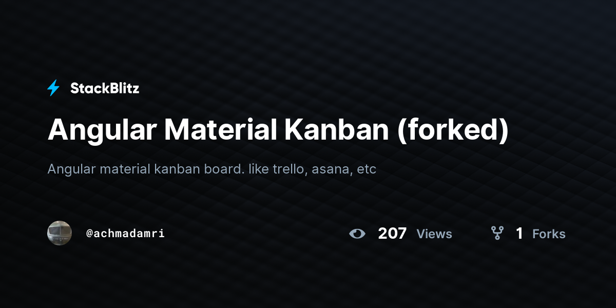 Angular Material Kanban (forked) - StackBlitz