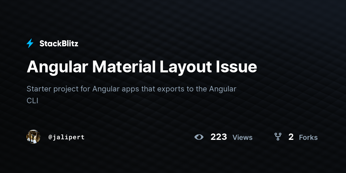 Angular Material Layout Issue - StackBlitz