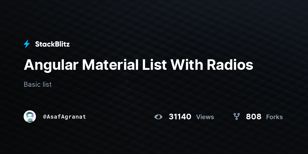 Angular Material List With Radios - StackBlitz