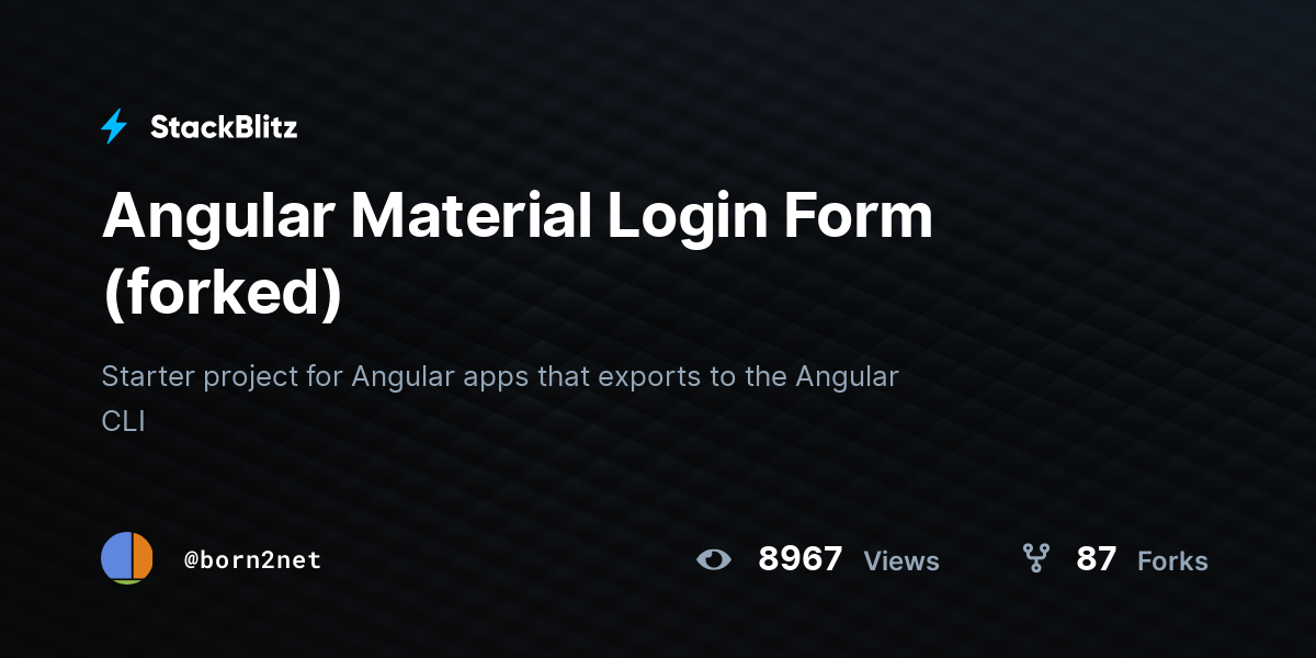 Angular Material Login Form (forked) - StackBlitz
