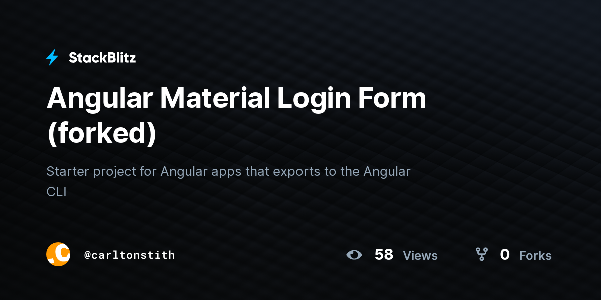 Angular Material Login Form (forked) - StackBlitz