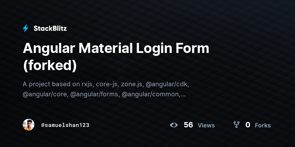 Angular Material Login Form (forked) - StackBlitz