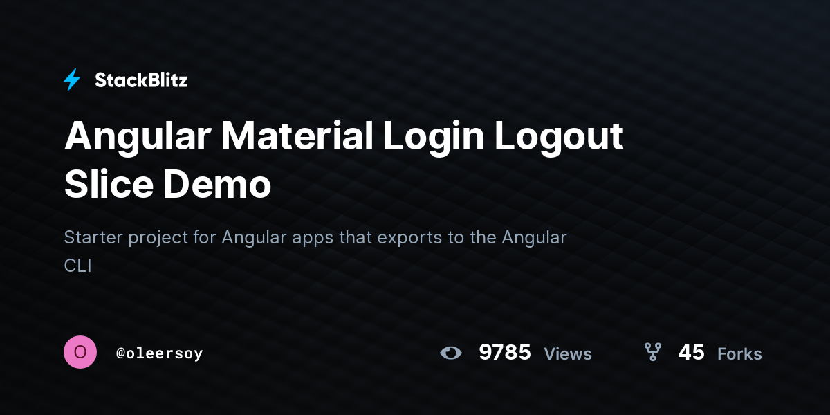 Angular Material Login Logout Slice Demo - StackBlitz