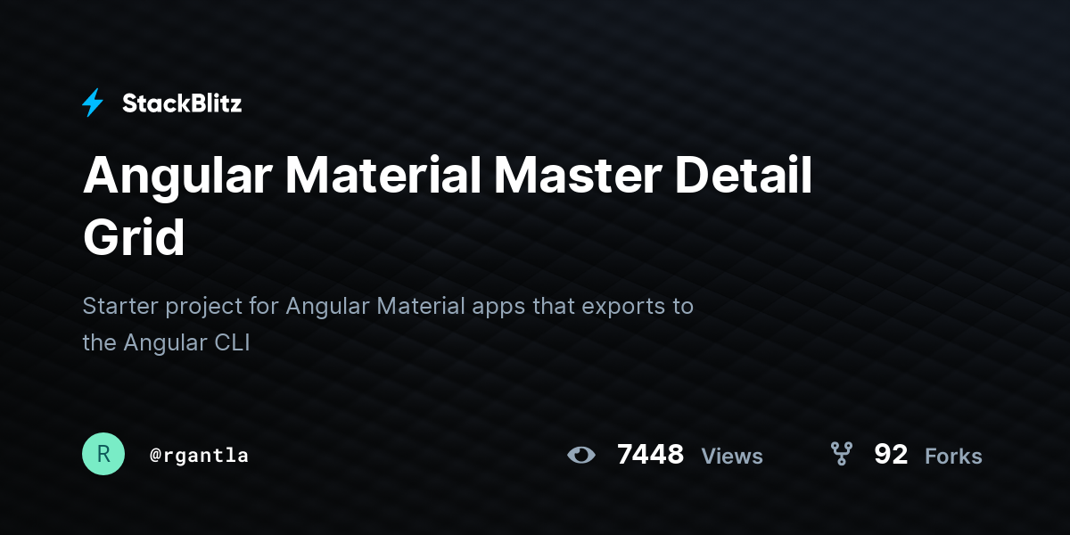 Angular Material Master Detail Grid - StackBlitz