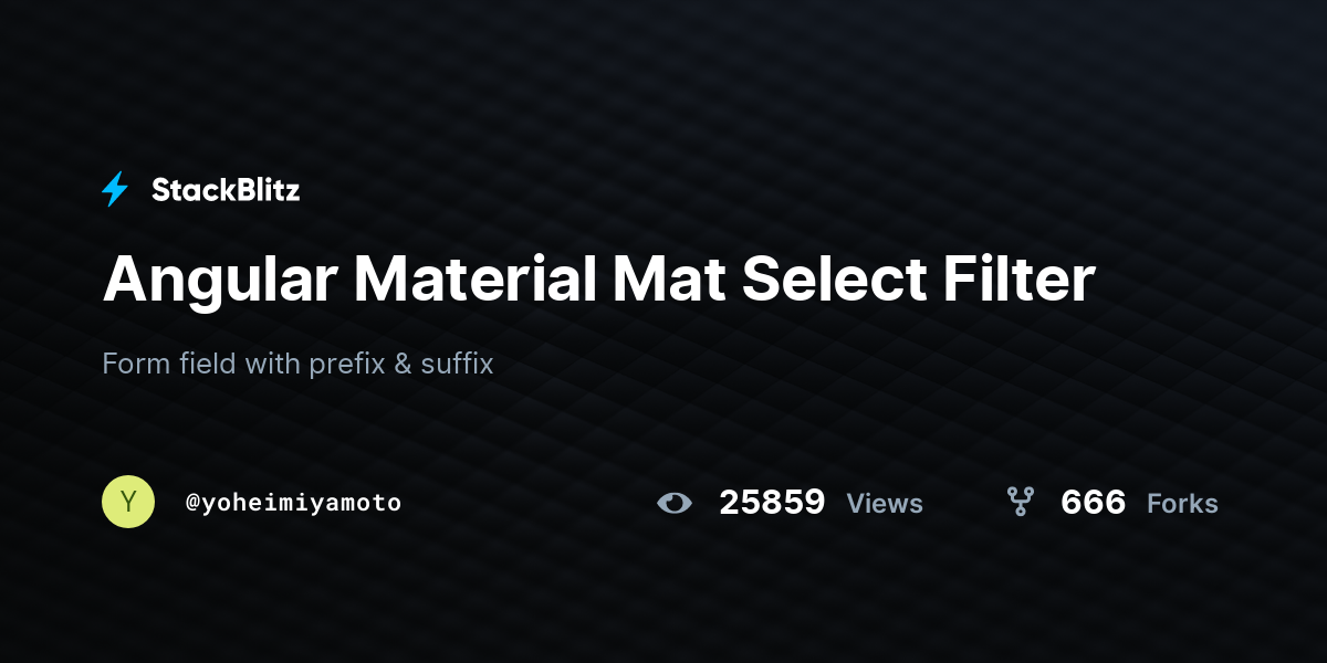 Angular Material Mat Select Filter StackBlitz