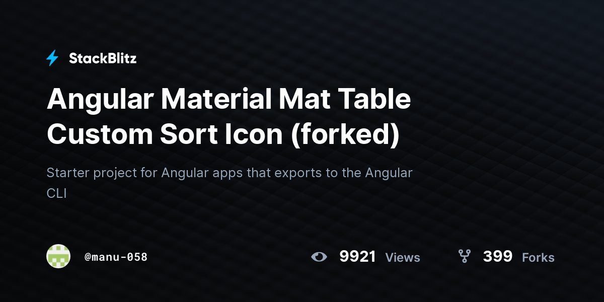 Angular Material Mat Table Custom Sort Icon (forked) StackBlitz