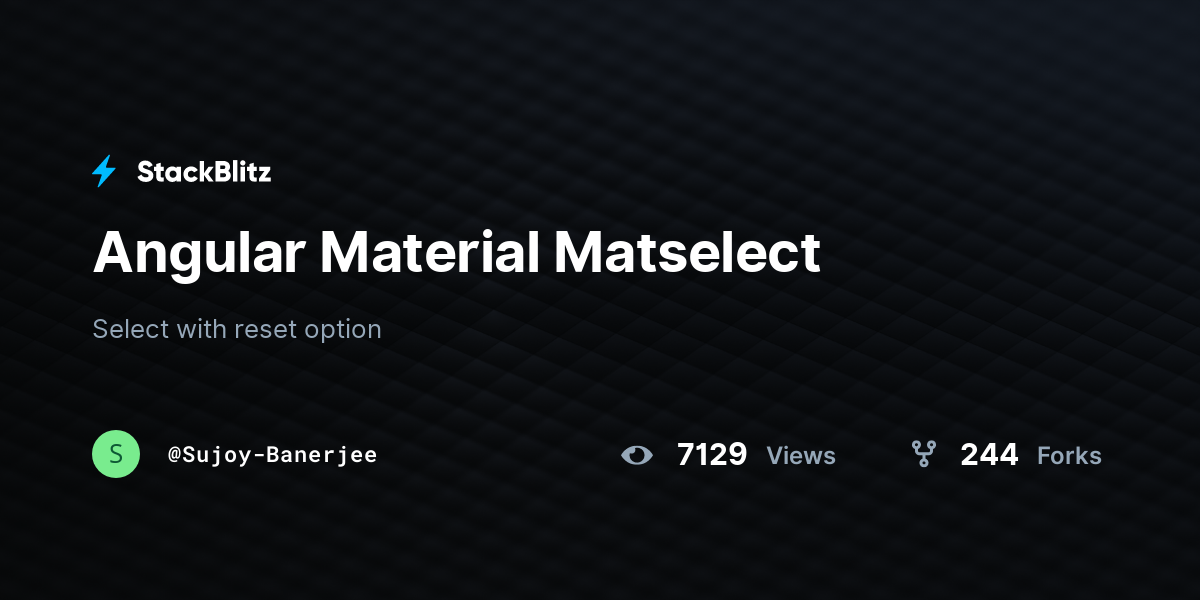 Angular Material Matselect StackBlitz