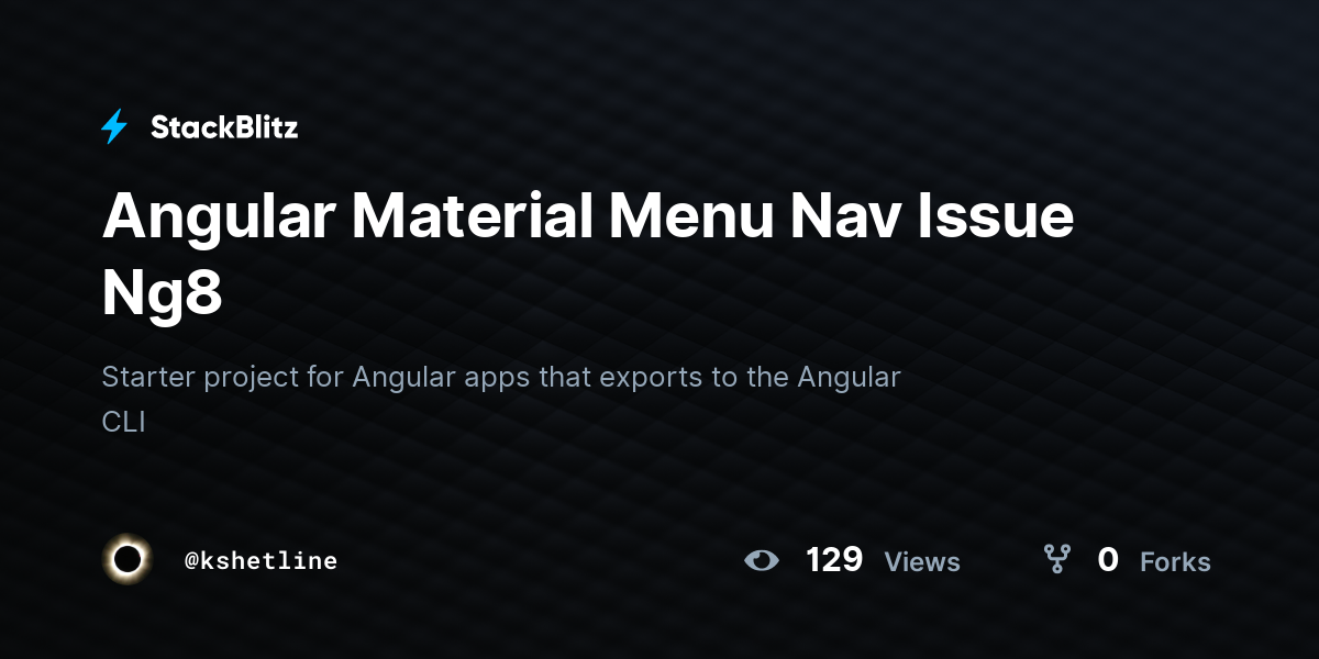 Angular Material Menu Nav Issue Ng8 - StackBlitz