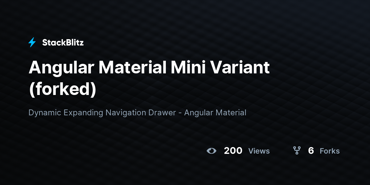 Angular Material Mini Variant (forked) - StackBlitz