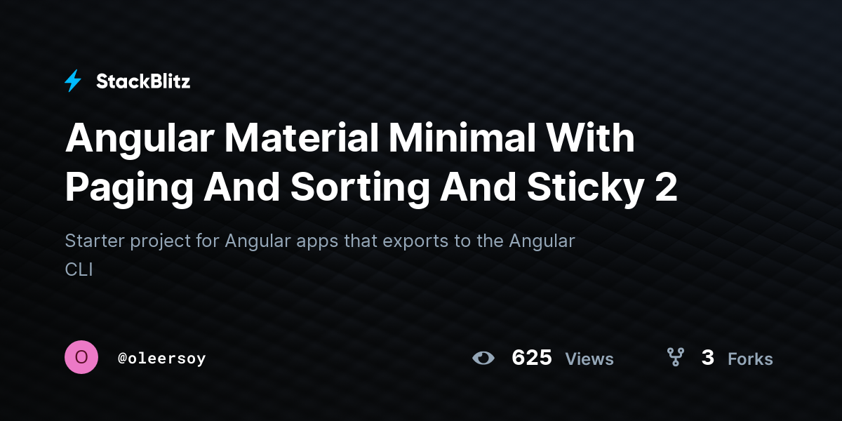 Angular Material Minimal With Paging And Sorting And Sticky 2 - StackBlitz