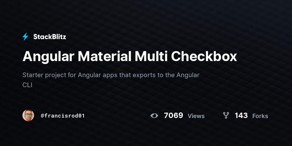 Angular Material Multi Checkbox - StackBlitz